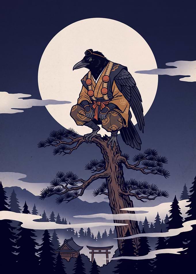 Karasu Tengu Under the Full Moon