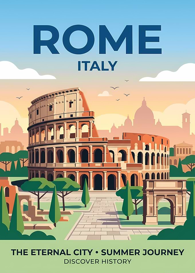 Rome Italy Travel Poster