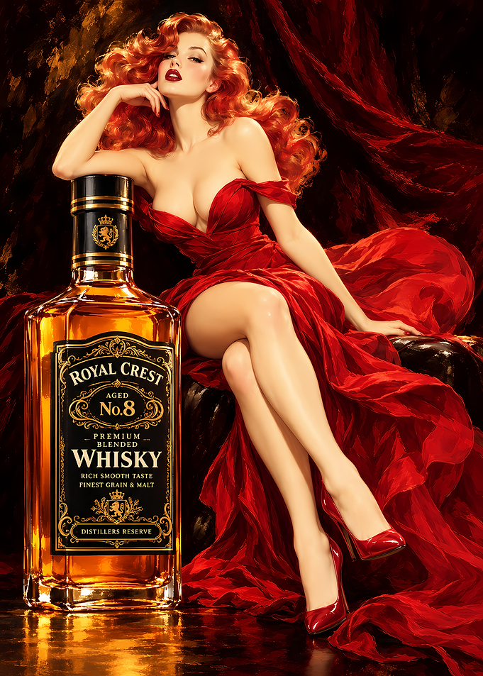 Glamorous Woman with Royal Crest Whisky