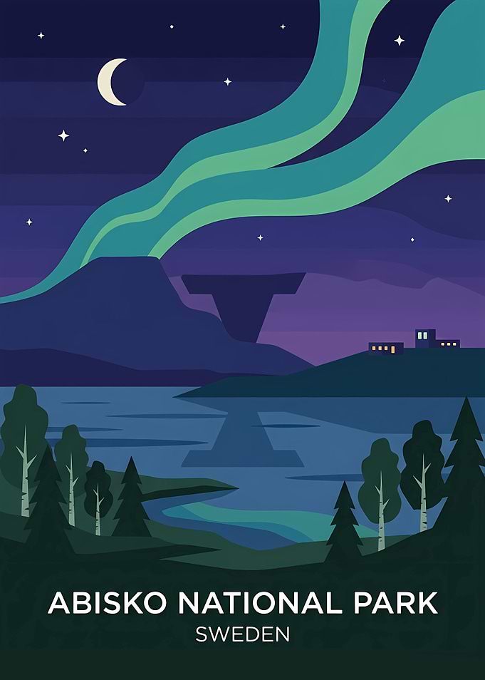 Abisko National Park Sweden Travel Poster