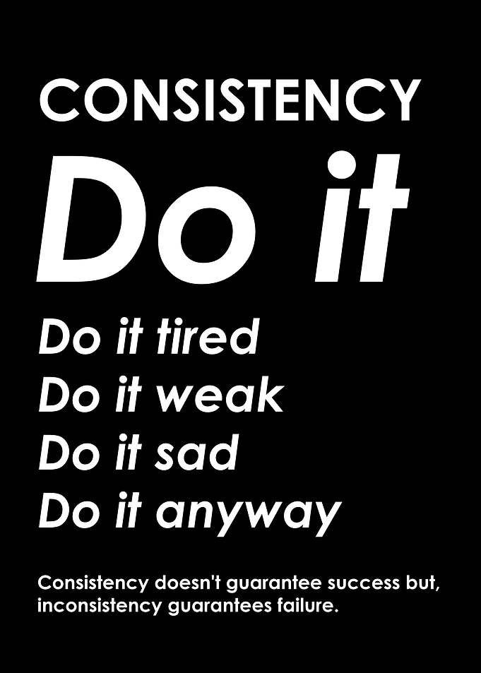 Consistency Motivational Quote Black and White