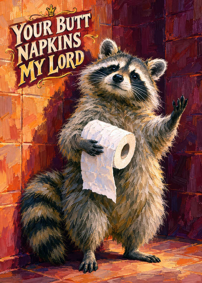 Funny Raccoon Offering Toilet Paper