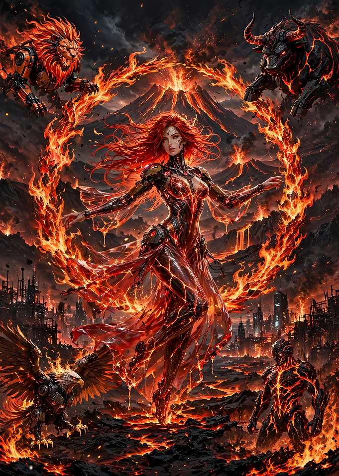 Fire Goddess and Elemental Guardians