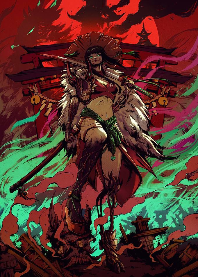 Samurai Warrior in Red Shrine