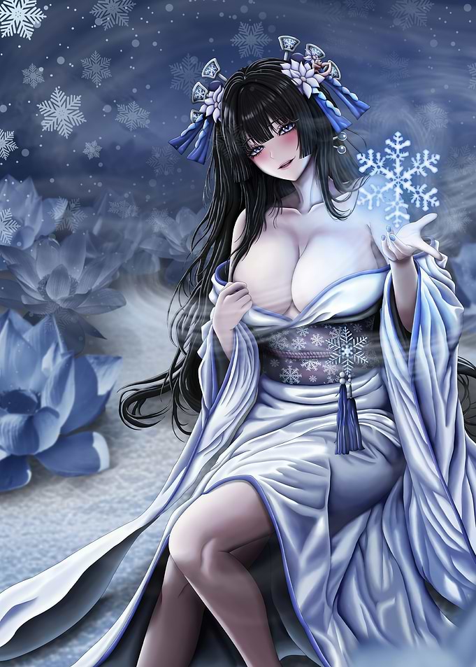Snow Maiden Anime Character Illustration