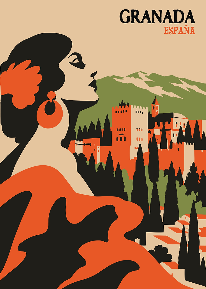Vintage Travel Poster of Granada Spain