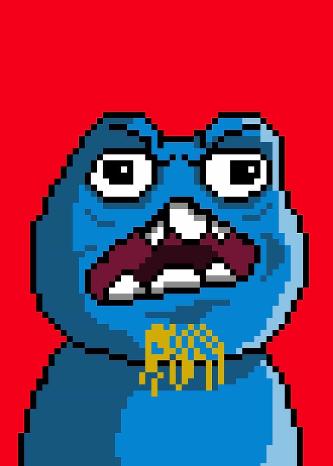 Feeling Rage - Blue Frog Funny Meme Pixel Art