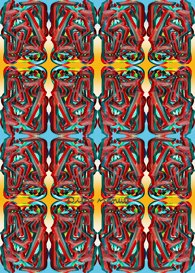 Abstract Geometric Pattern with Red Accents