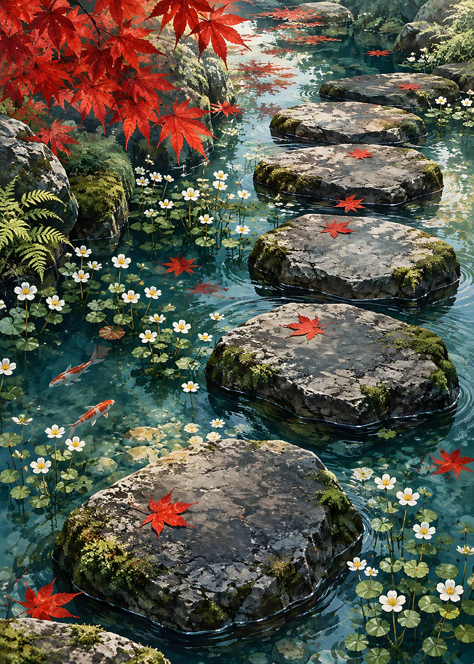 Stepping Stones in a Japanese Garden