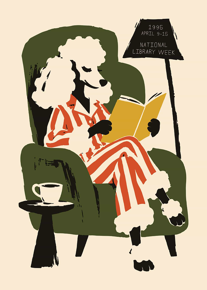 Vintage National Library Week Poodle Poster