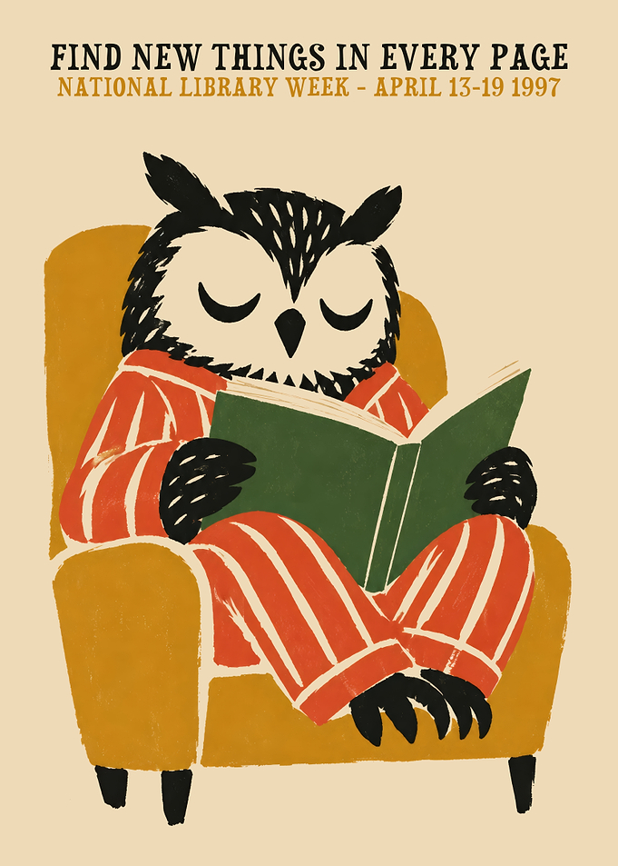 National Library Week 1997 Owl Poster