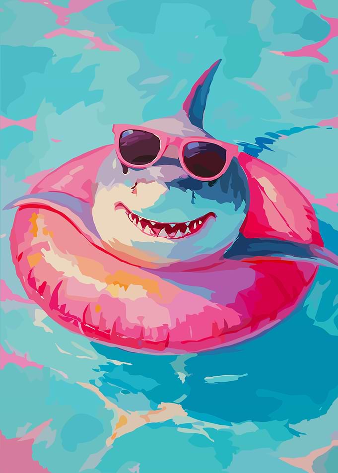 Cool Shark in Pink Pool Float