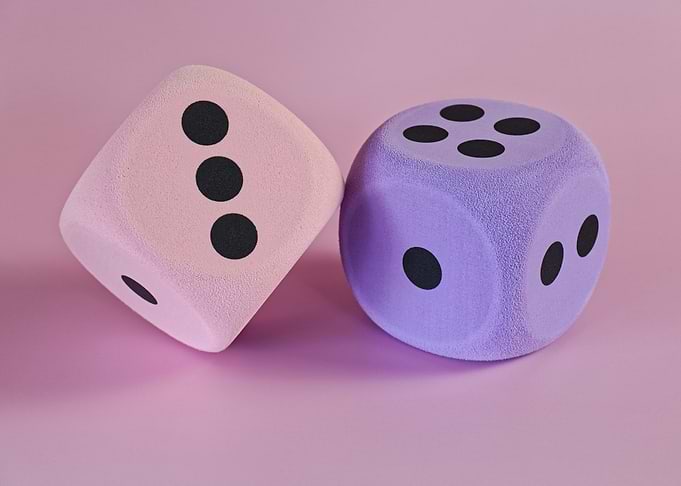 Pastel Pink and Purple Dice