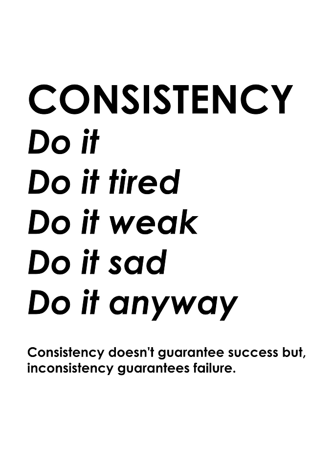 Consistency Motivational Quote Black and White