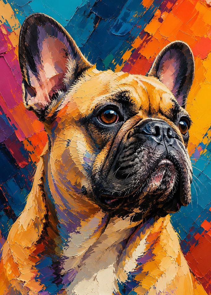 Colorful Impasto French Bulldog Portrait