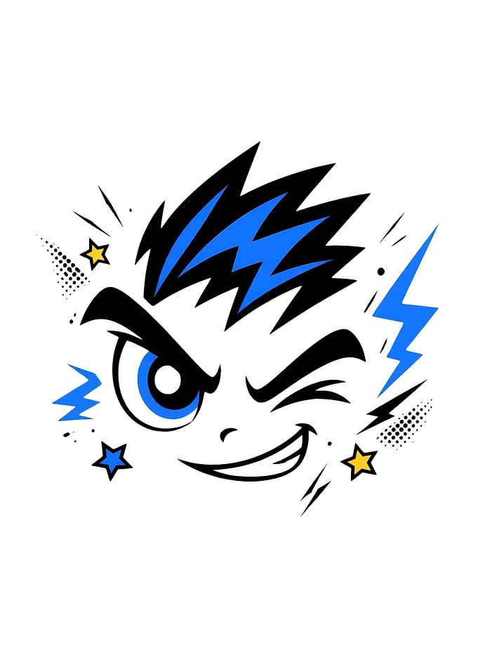 Winking Anime Boy Face Graphic