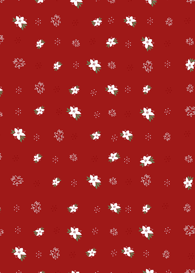 Red Floral Pattern with White Flowers