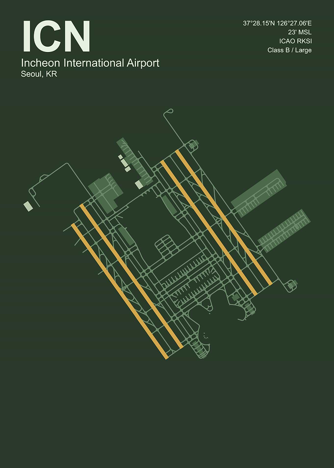 Incheon International Airport Minimalist Map