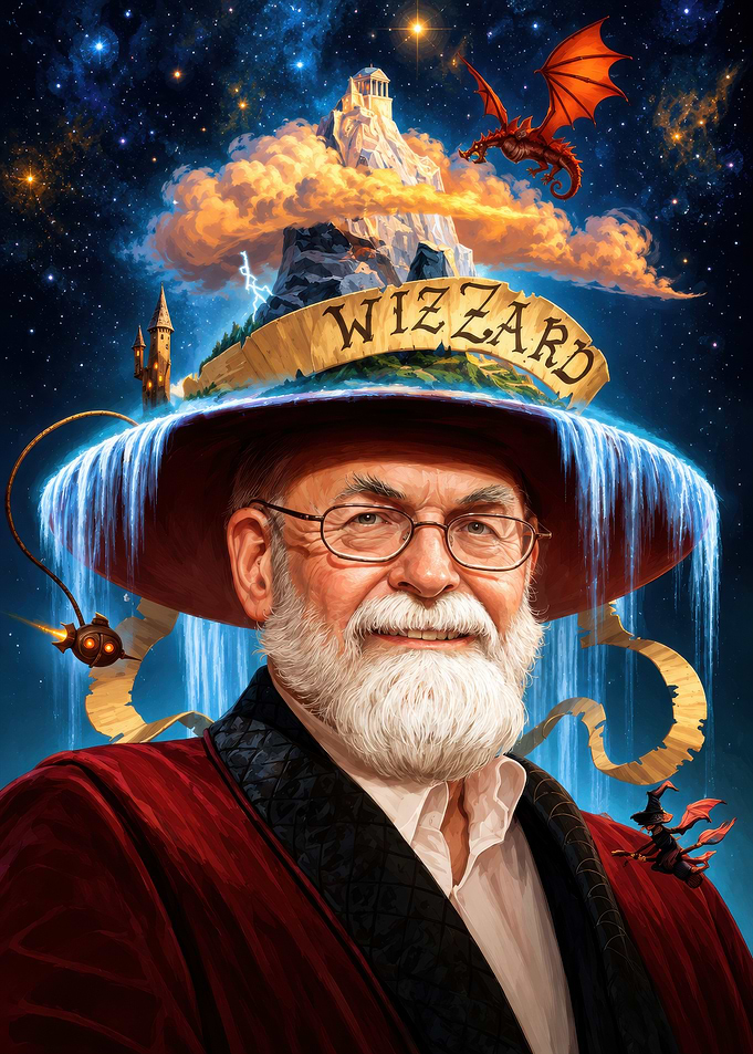 Terry Pratchett Discworld Wizard Portrait