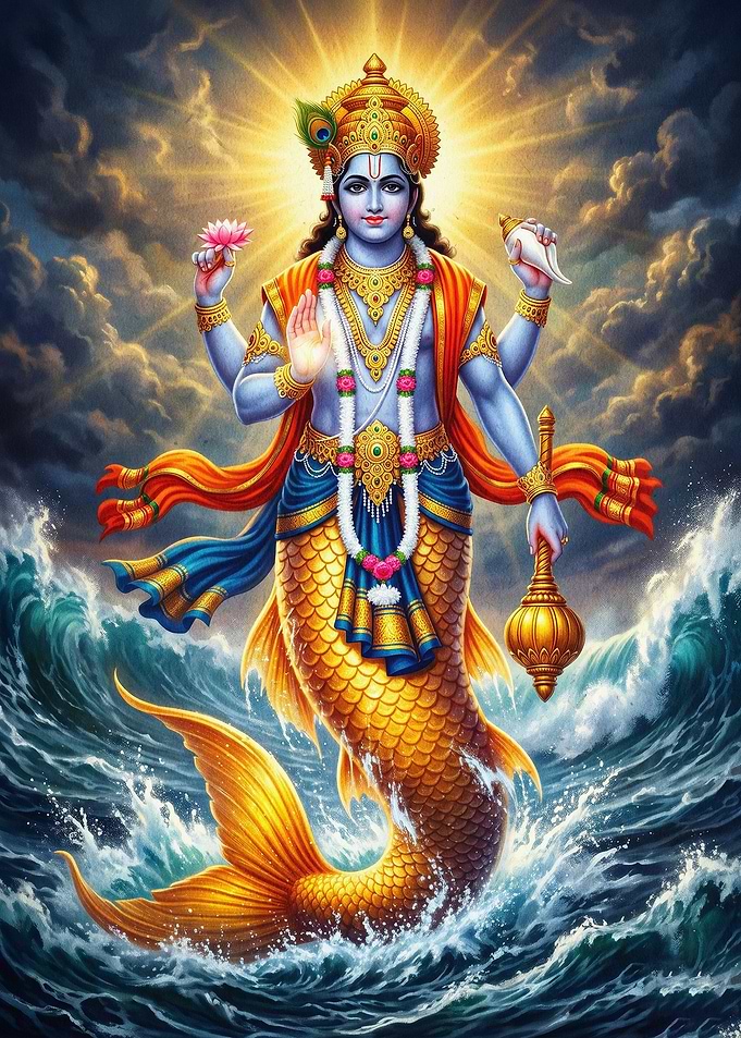 Vishnu Divine Ocean Mermaid Art