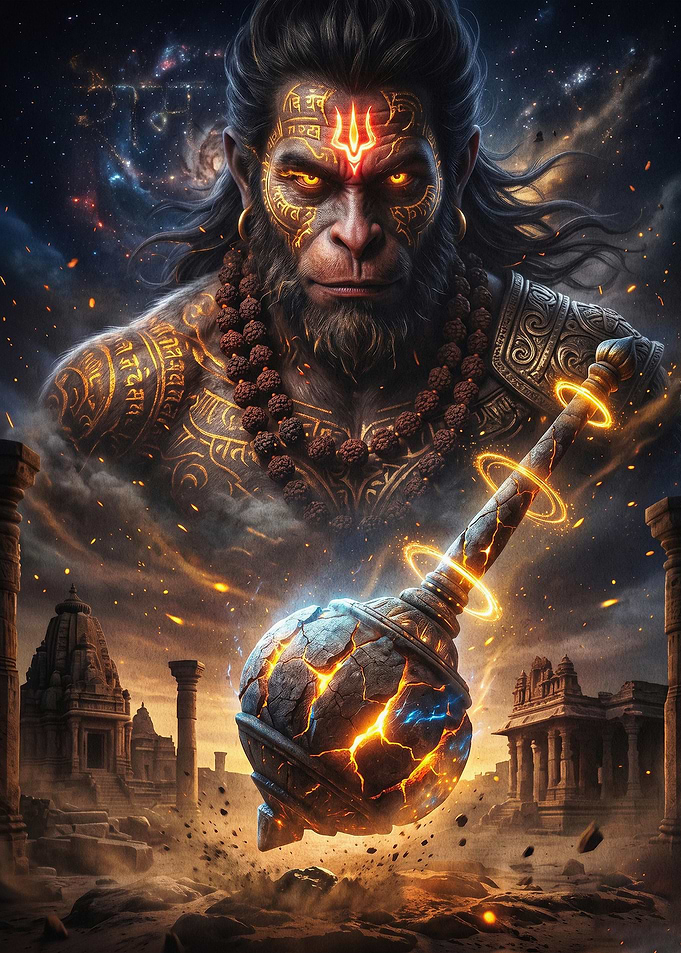 Hanuman Cosmic Deity Poster Art