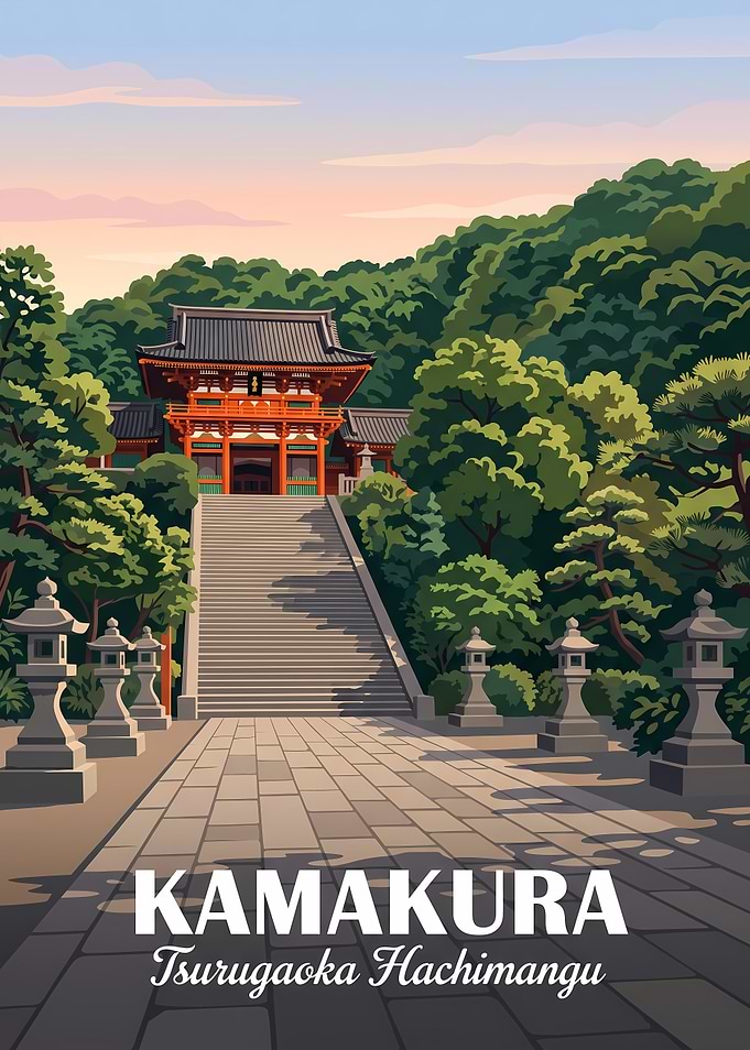 Kamakura Tsurugaoka Hachimangu Shrine Travel Poster