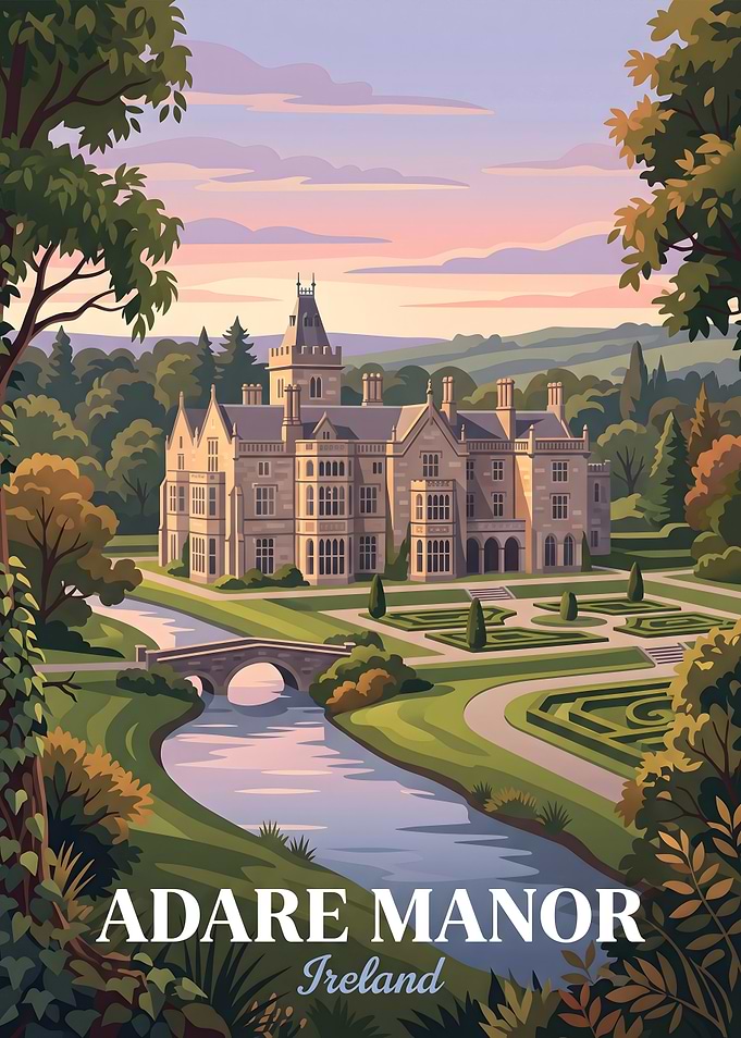 Adare Manor Ireland Travel Poster