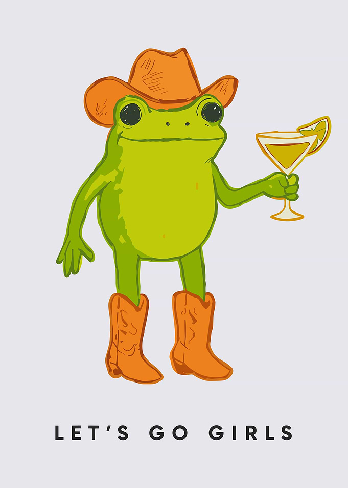 Cowboy Frog with Cocktail Illustration