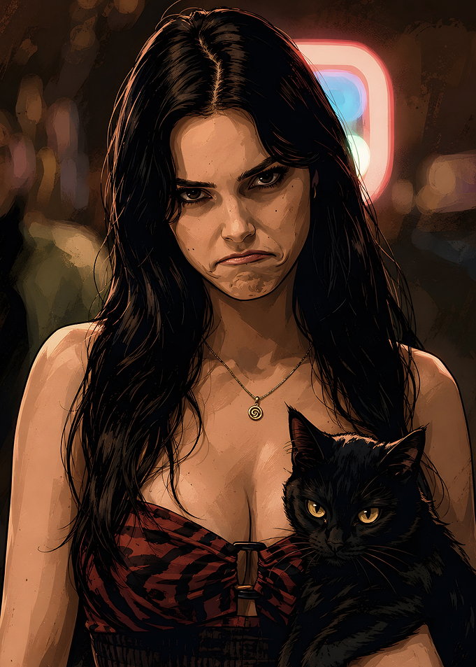 Nikki with Black Cat Portrait
