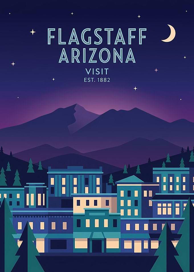 Flagstaff Arizona Night Travel Poster