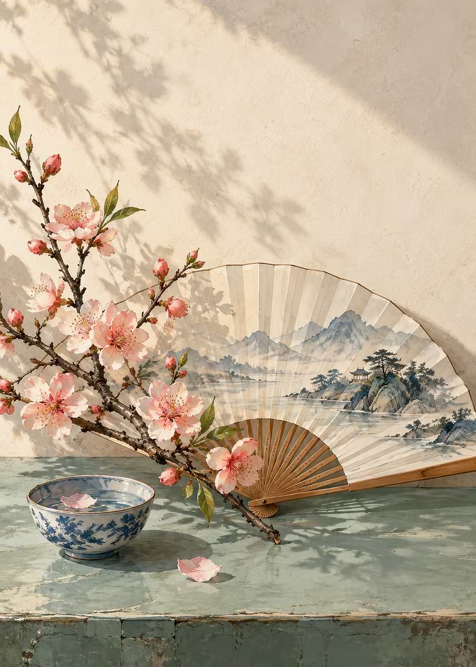 Elegant Japanese Still Life with Fan