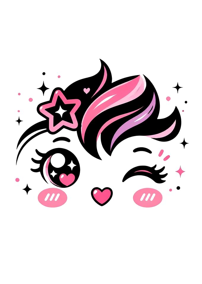 Cute Kawaii Anime Girl Face Illustration
