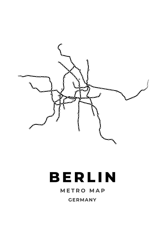 Berlin Black And White Metro Map Print
