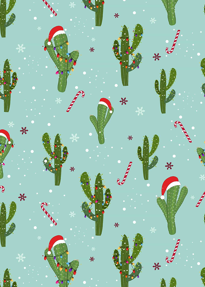 Christmas Cactus Pattern Background