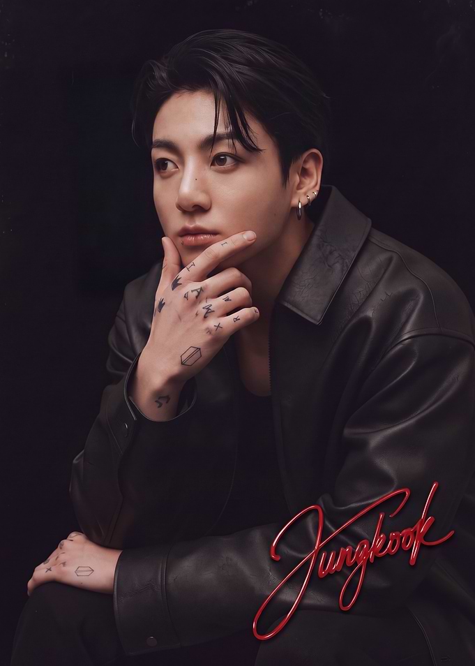 Jungkook Portrait with Red Signature