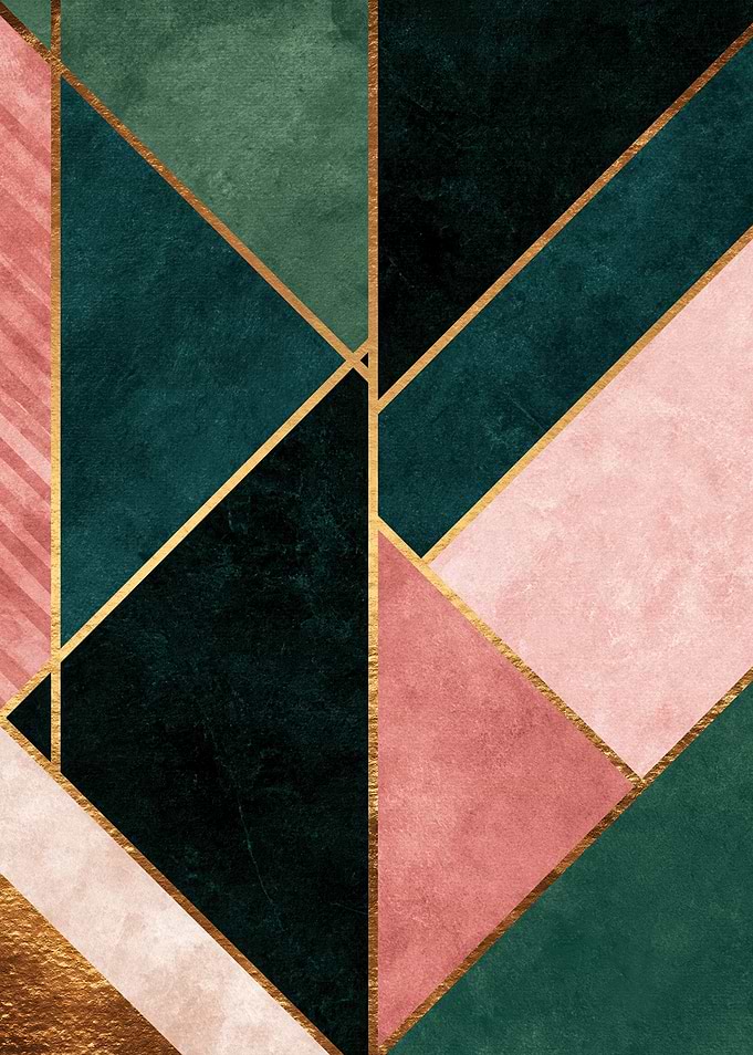 Geometric Abstract Art with Gold Lines