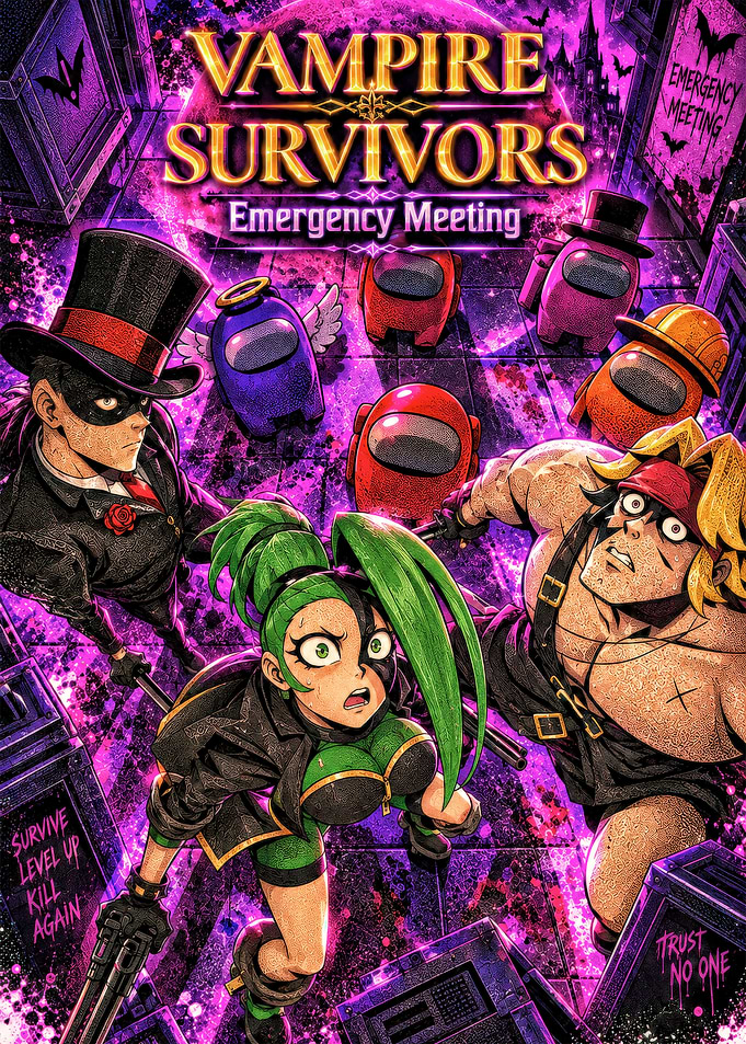 Vampire Survivors Emergency Meeting Poster