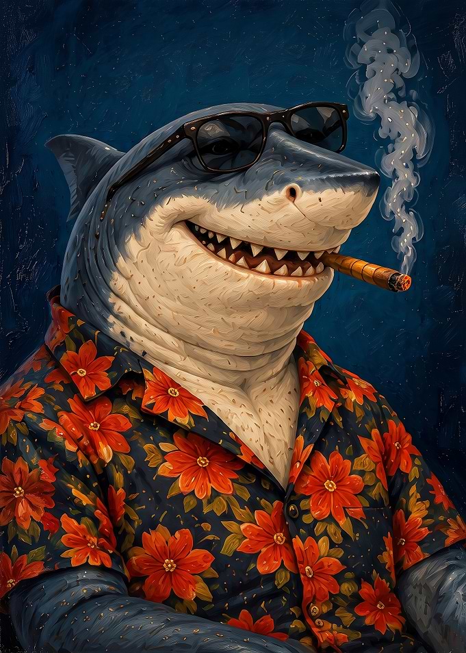 Cool Shark in Floral Shirt