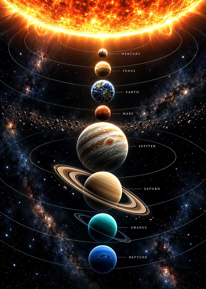 Solar System Planets Alignment Poster
