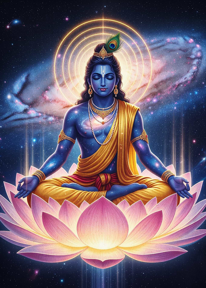Krishna Cosmic Lotus Space Art