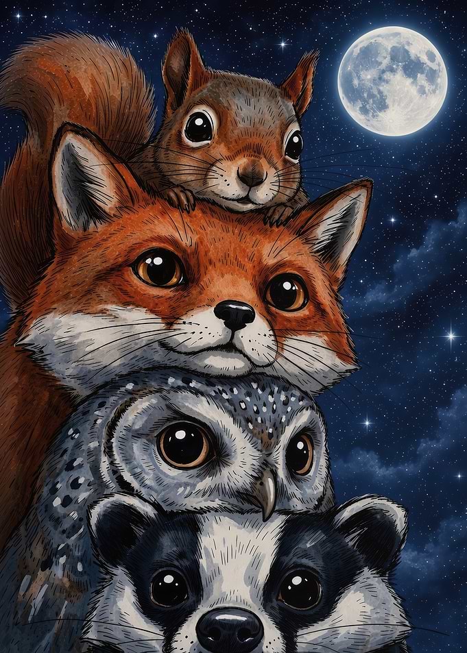 Stack of Cute Forest Animals