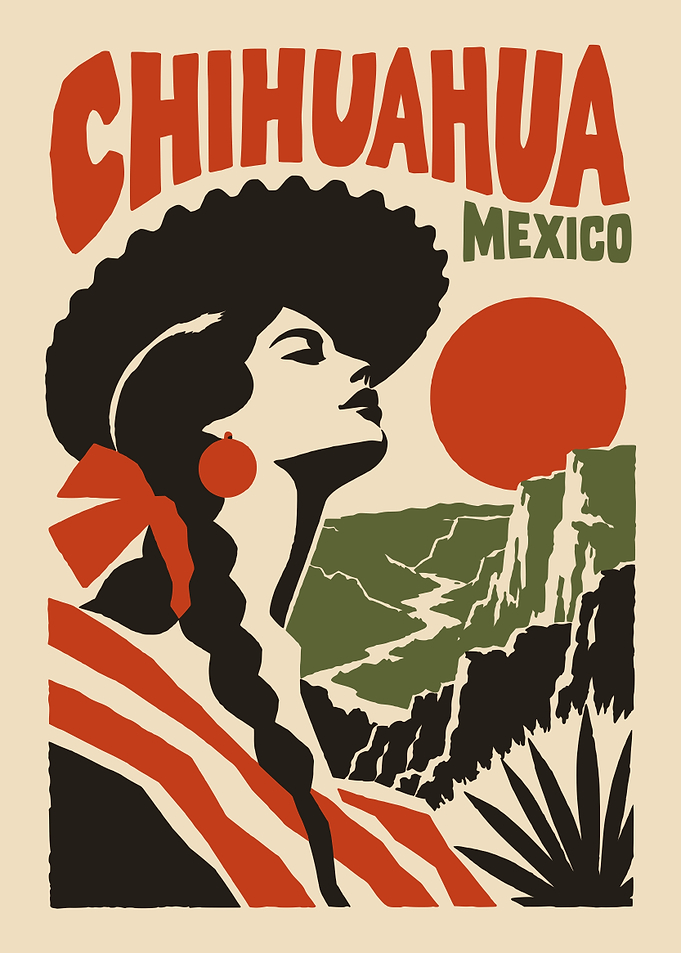 Vintage Chihuahua Mexico Travel Poster