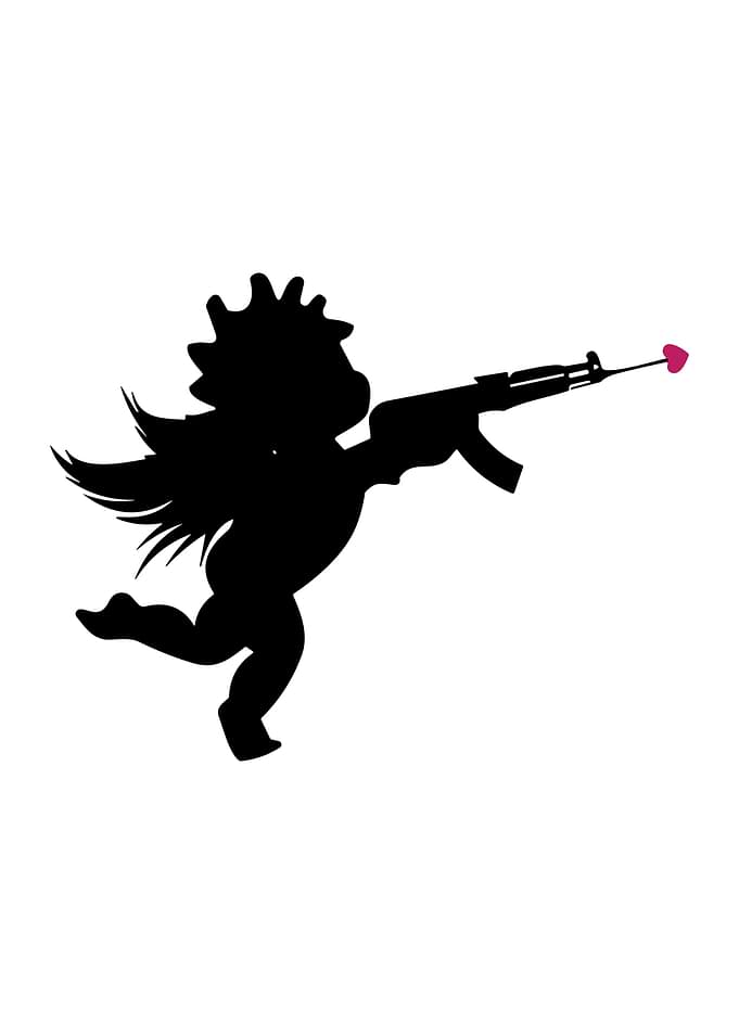 Cupid with an Assault Rifle Silhouette