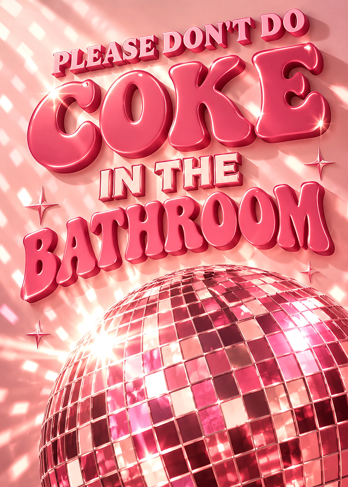 Pink Disco Bathroom Sign