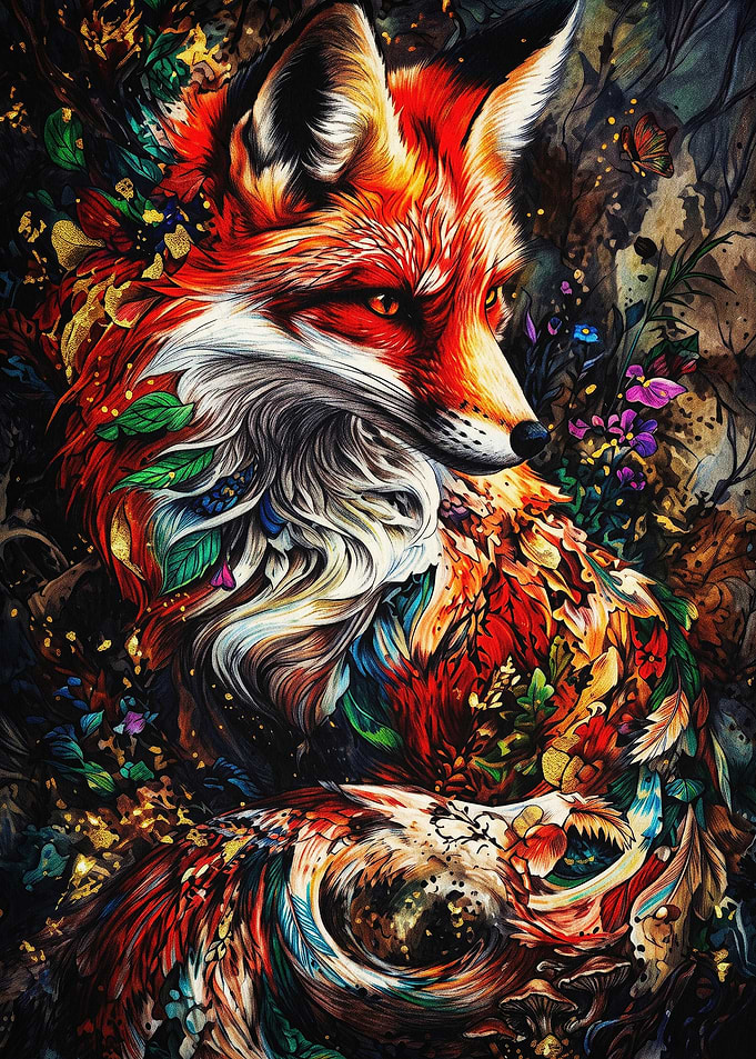 Fox Portrait Forest Fantasy Art