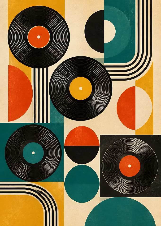 Mid-Century Modern Vinyl Record Art