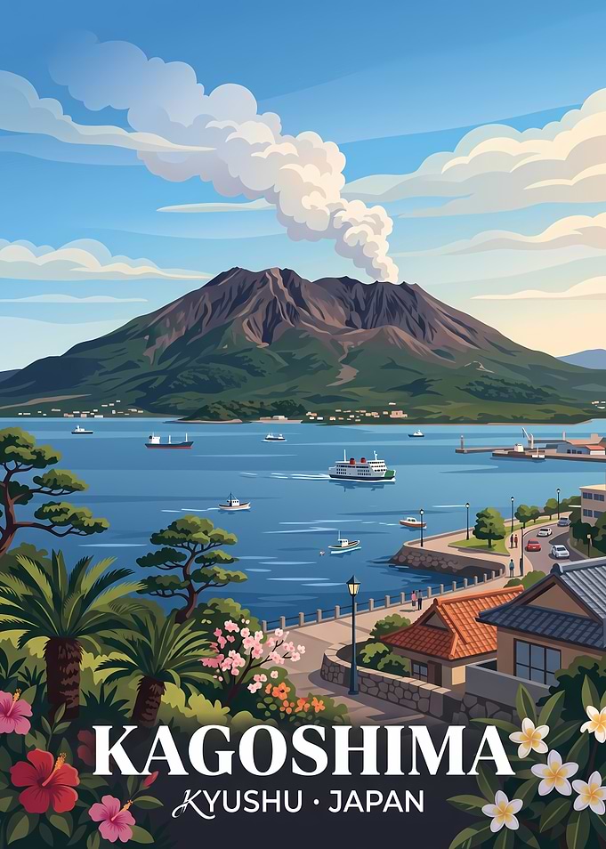 Kagoshima Japan Travel Poster