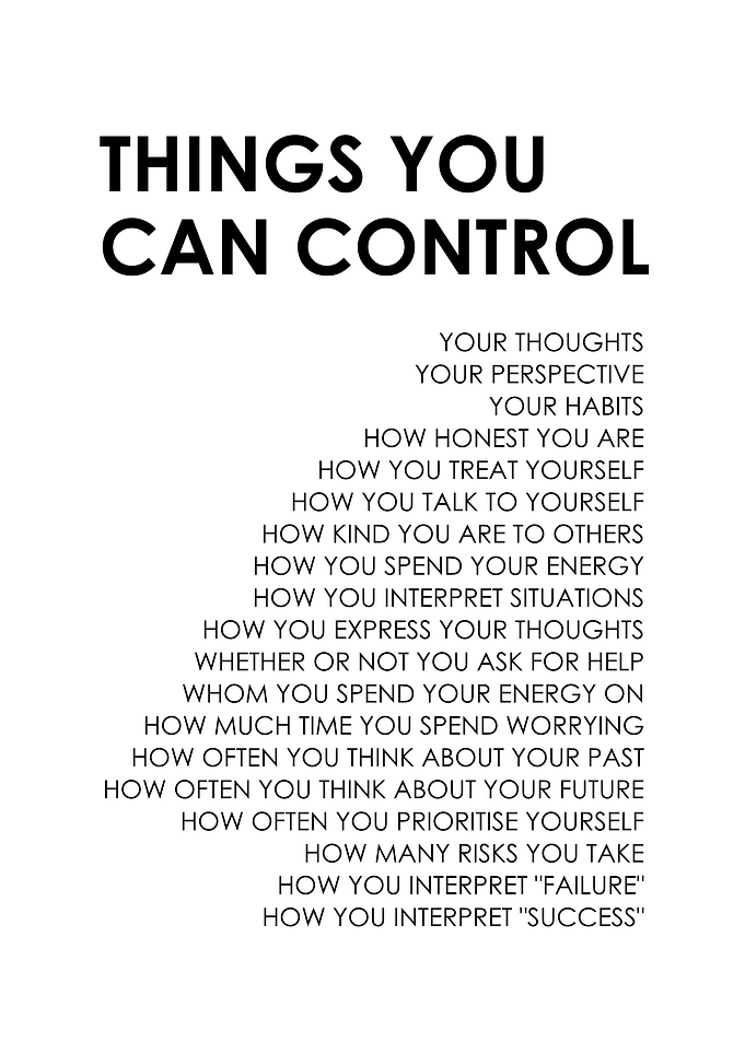 Things You Can Control List