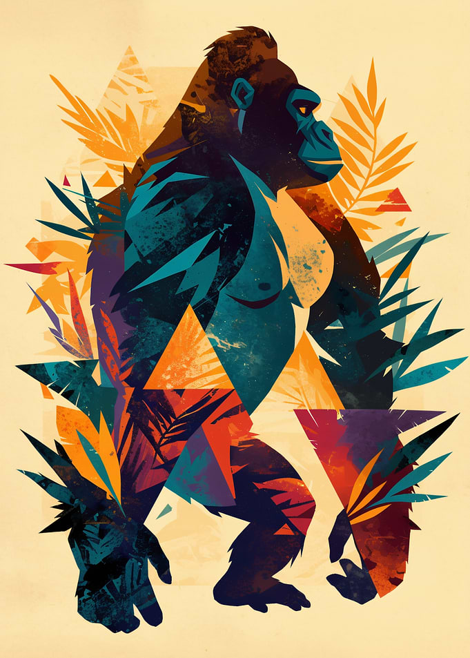 Abstract Geometric Gorilla Illustration
