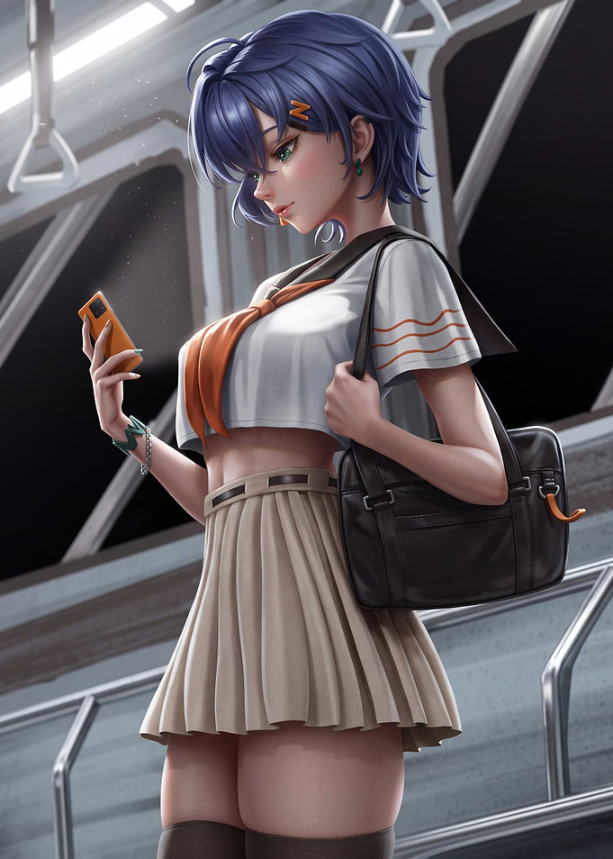 Anime Girl on Subway Train